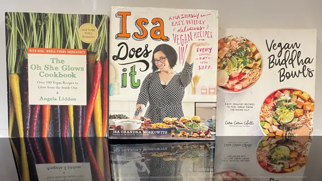 My three favorite vegan cookbooks: Oh She Glows, Isa Does It and Vegan Buddha Bowls